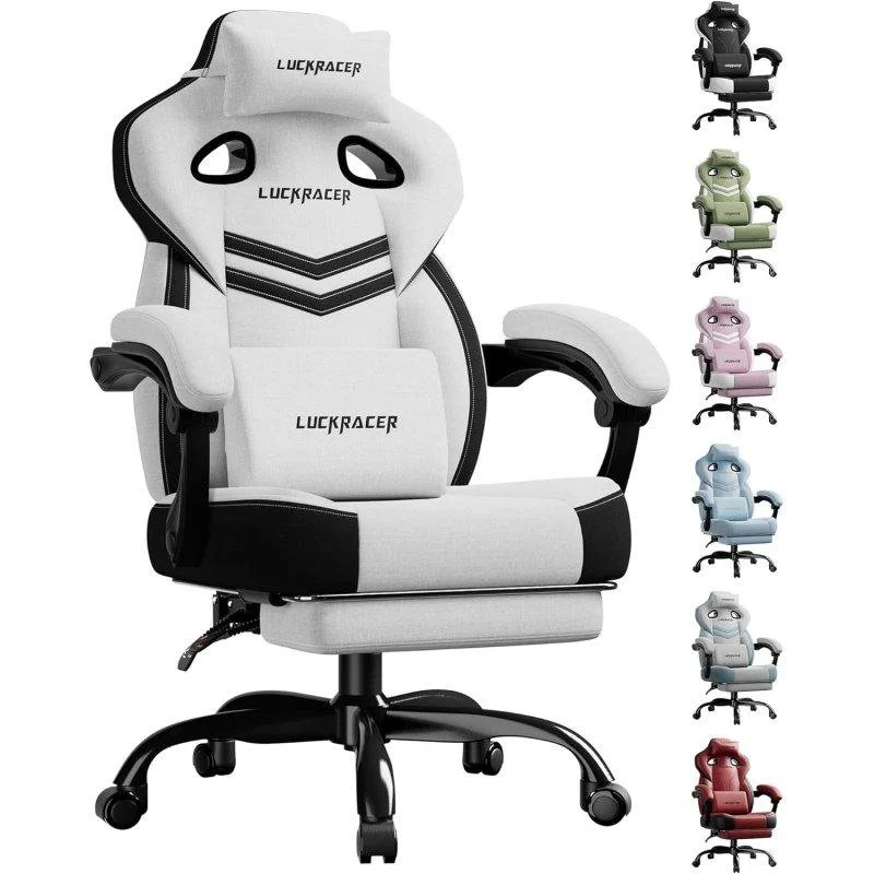 Detalle de Silla gaming GTPLAYER Blanca con reposabrazos sincronizados y reposapiés — para usuarios hasta 158 kg