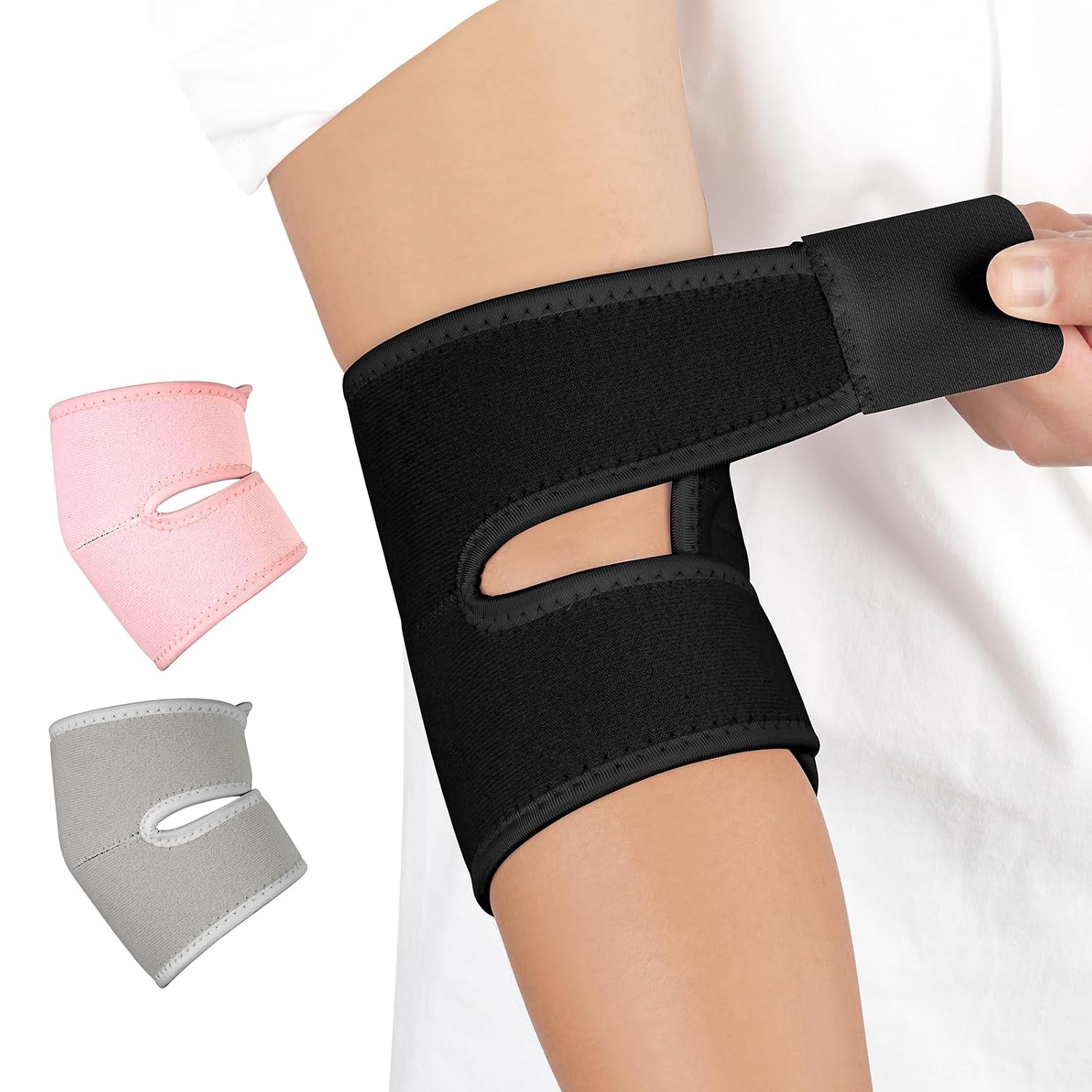 Detalle de Fefod tenniselleboogbrace van neopreen met verstelbare sluiting, zwart