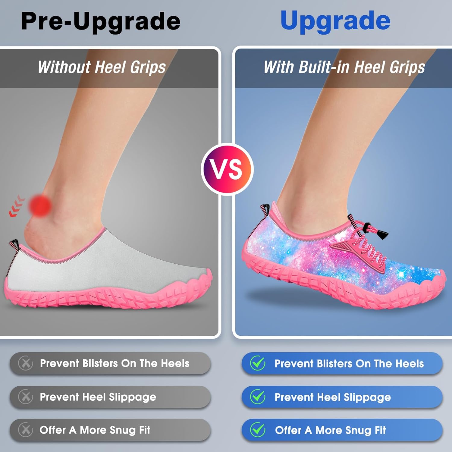 Detalle de Kids Built-in Heel Grip Water Shoes with Wide Toe Box and 360° Protection