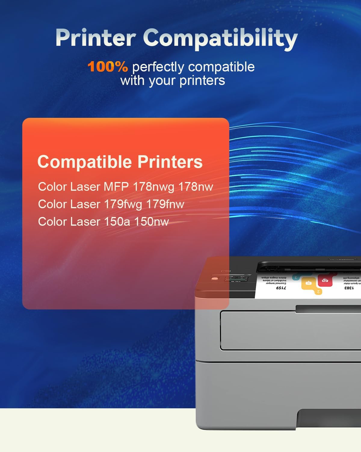 Detalle 2 de Skydo 117A Toner noir compatible HP 117A W2070A – Lot unique pour HP Color Laser MFP 178nw/179fnw/150nw/150a