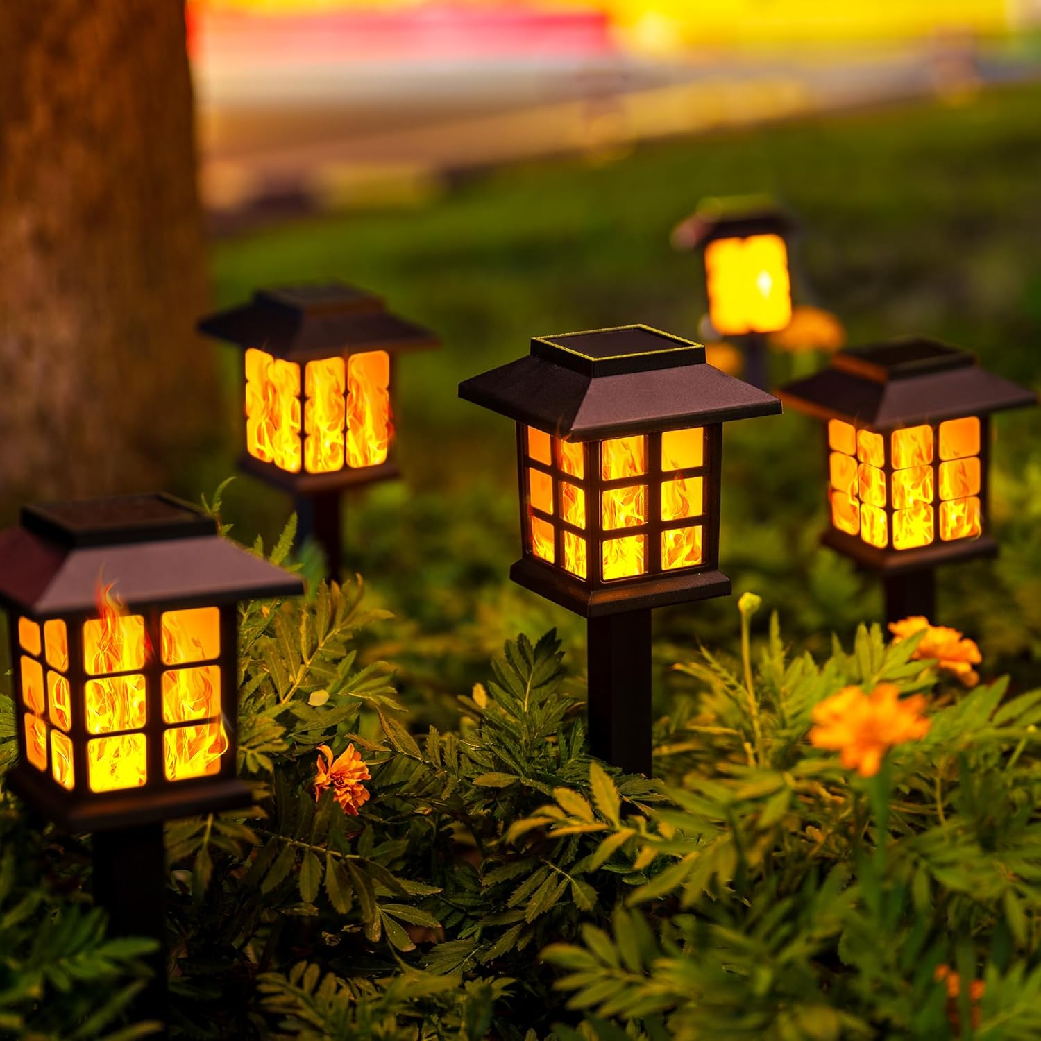 Thumbnail 5 de GIGALUMI Solar Lights Outdoor Garden (12 Pack): Flickering Flame, IP44 Waterproof, Auto On/Off