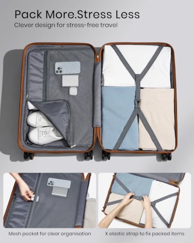 Detalle de Kono Large Hard Shell Suitcase (28-Inch) – Lightweight ABS+PC, White