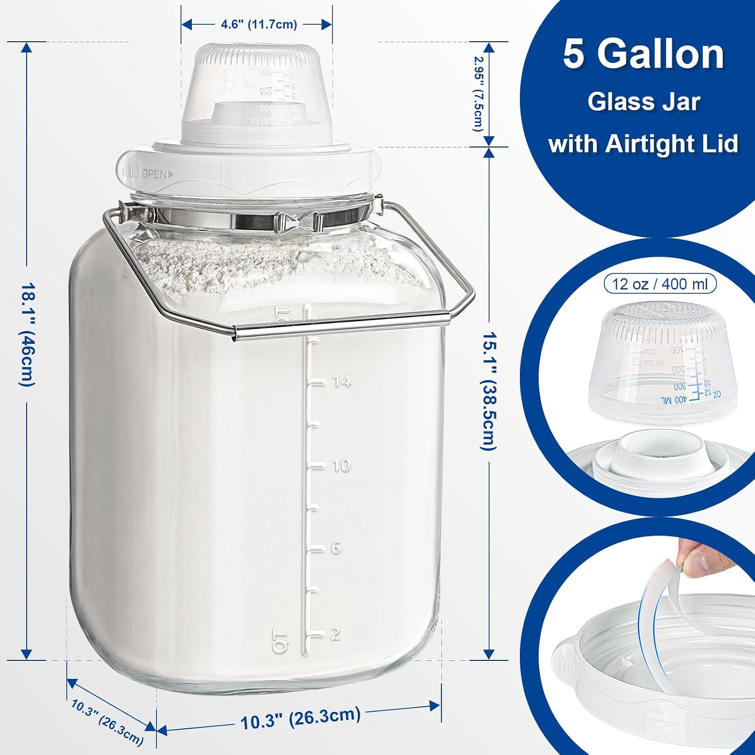 Detalle 2 de Daitouge 5 Gallon Glass Storage Jar 🏺