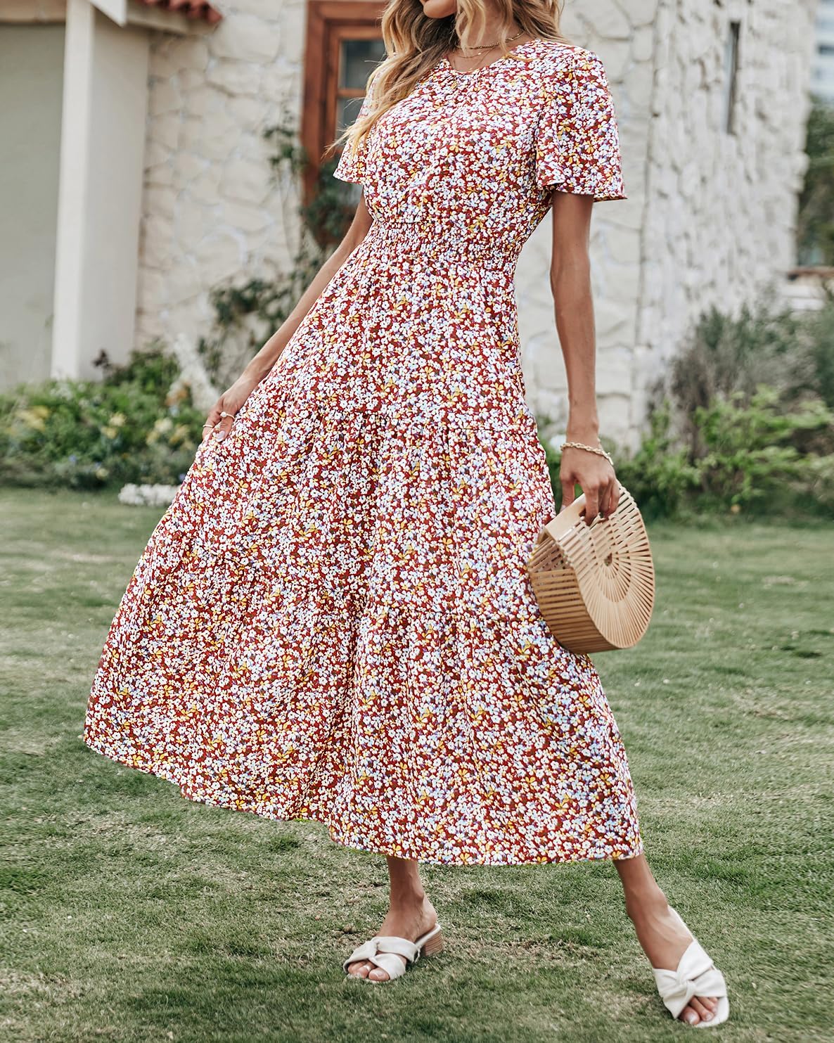 Thumbnail 2 de PRETTYGARDEN Women's Summer Casual Maxi Dress with Flutter Sleeves and Smocked Waist