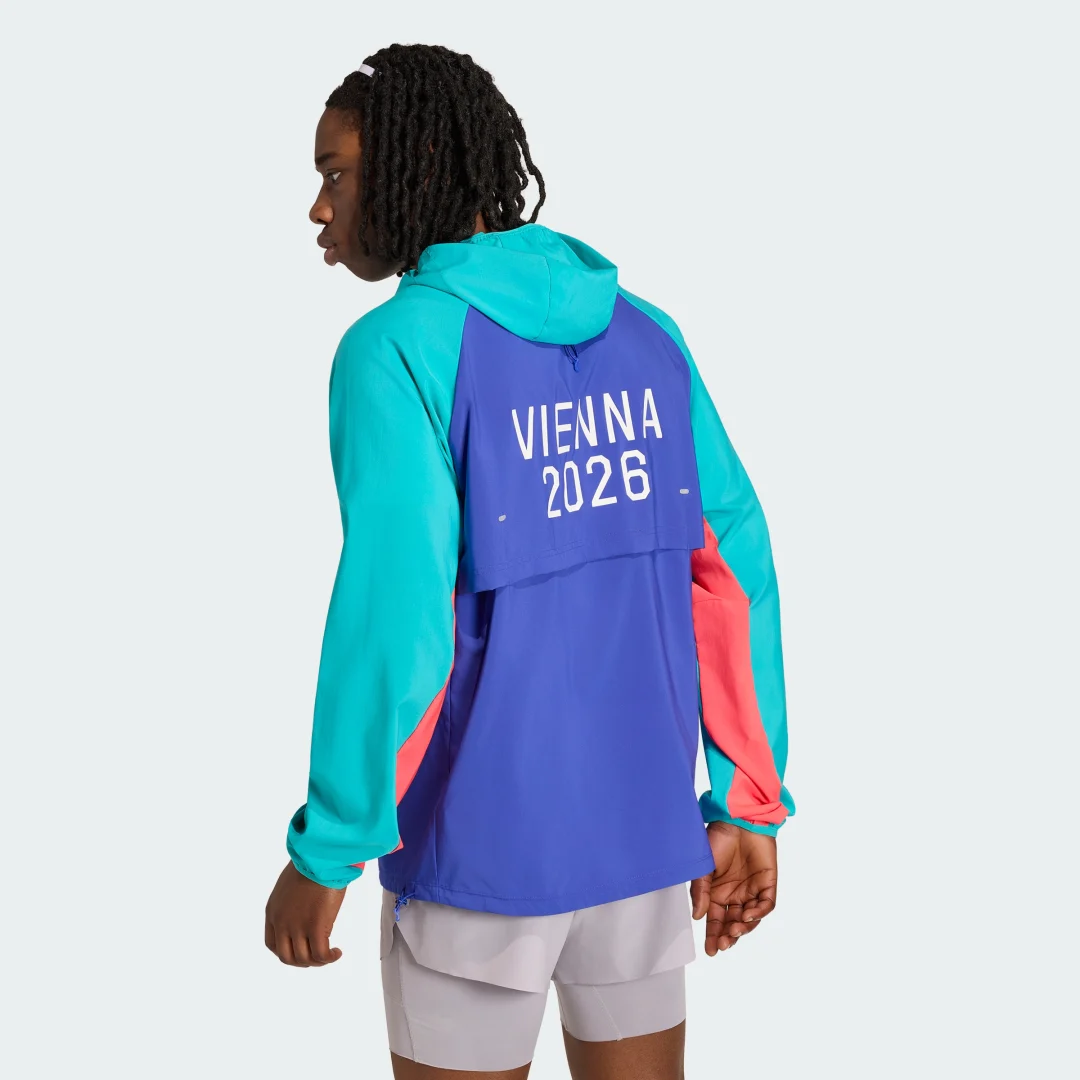 Detalle de Adidas Vienna Marathon Running Jacket – azul