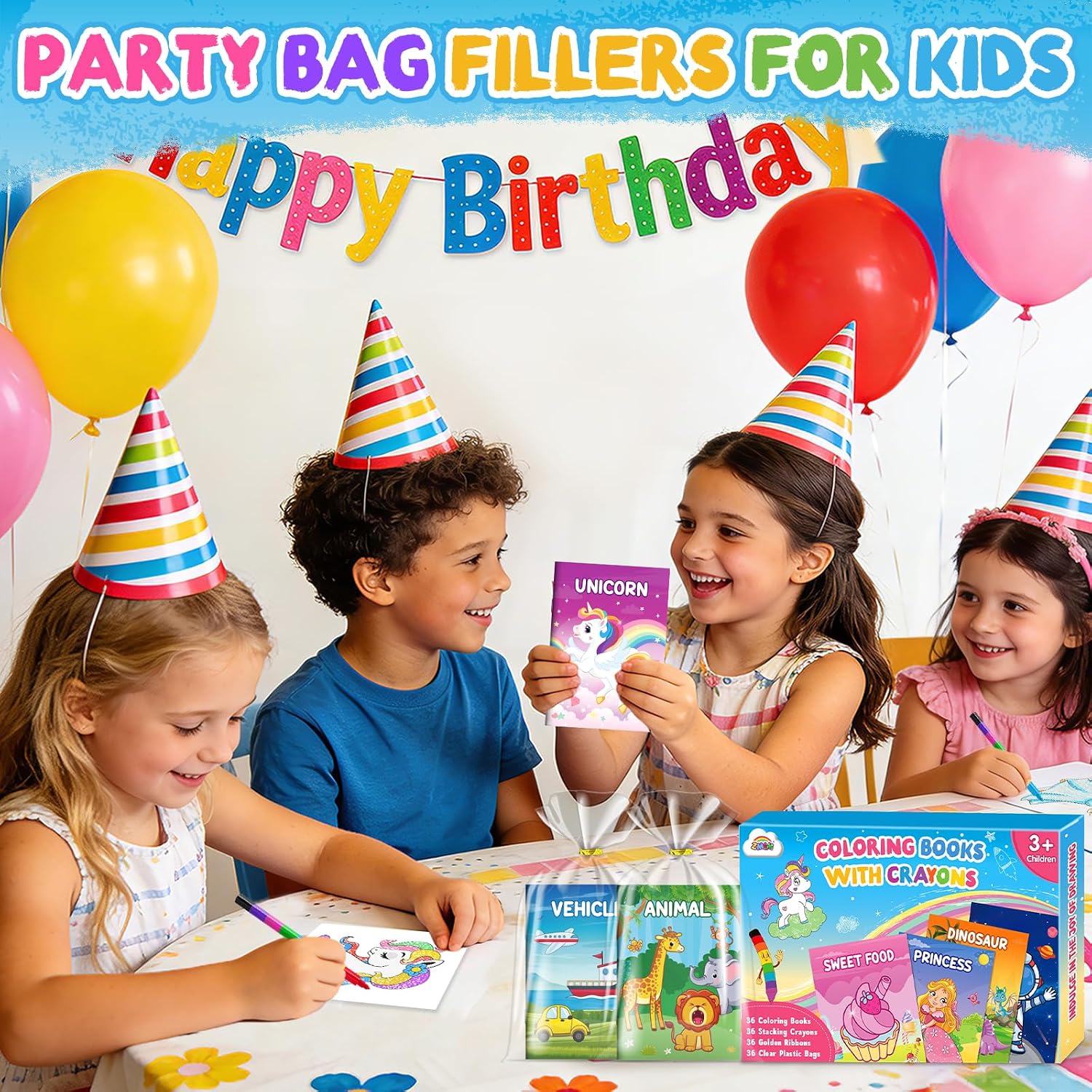 Thumbnail 1 de ZMLM Party Bag Fillers for Kids – 36 Pack Mini Colouring Books & Crayons