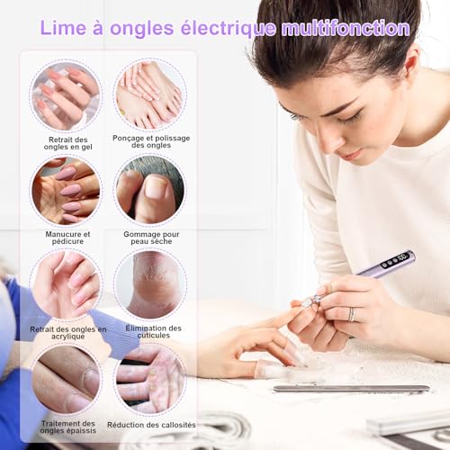 Thumbnail 6 de POFIBO Ponceuse à ongles sans fil 12-en-1, 35 000 tr/min et écran LCD