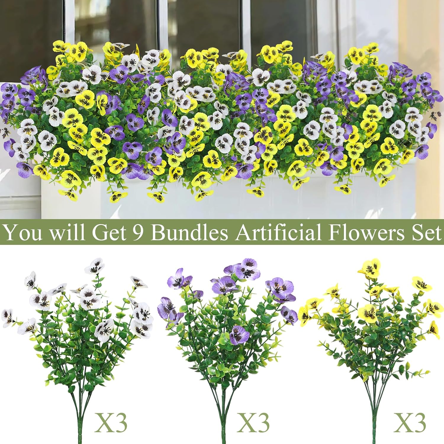 Detalle de DEMIUKO 9 Bündel künstliche Blumen Gelb 🌼