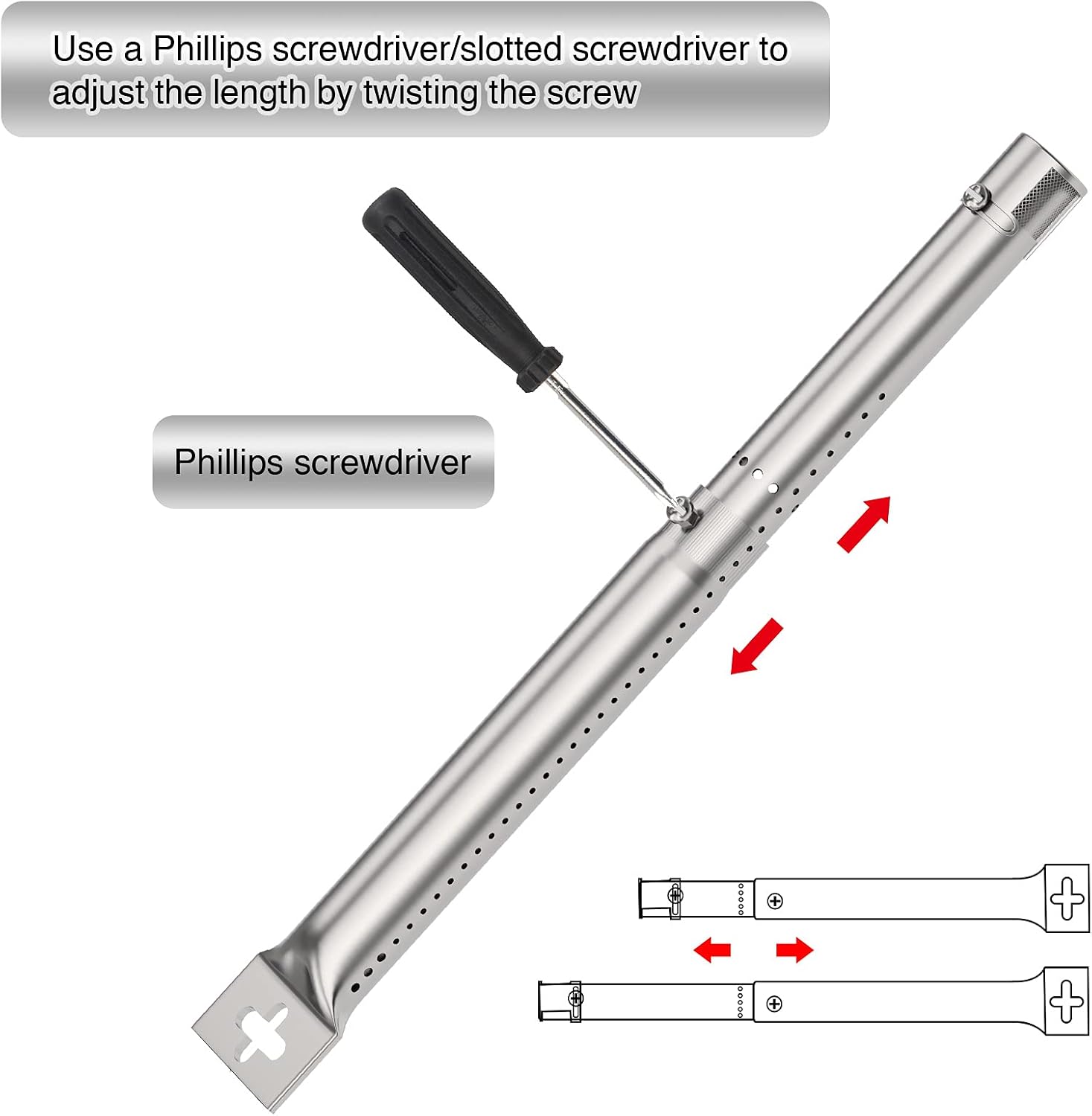 Detalle de Coisien Bruciatore a Tubo Universali in Acciaio Inox 30,8–44,9 cm: compatibilità ampia e ricambi affidabili