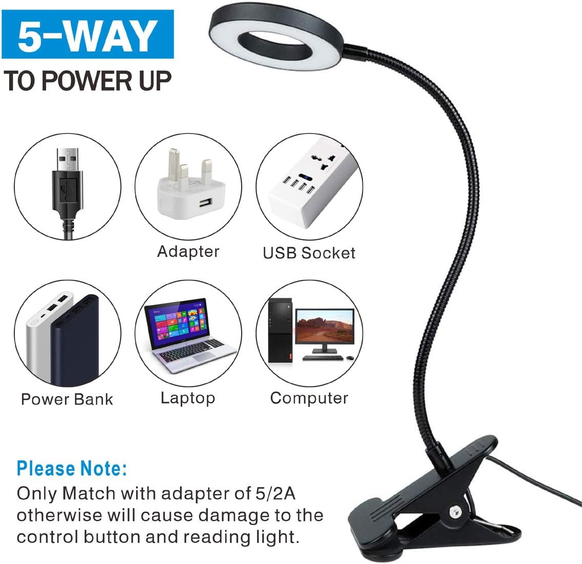 Thumbnail 5 de KNAMKY USB LED Desk Lamp, 10-level dimmer