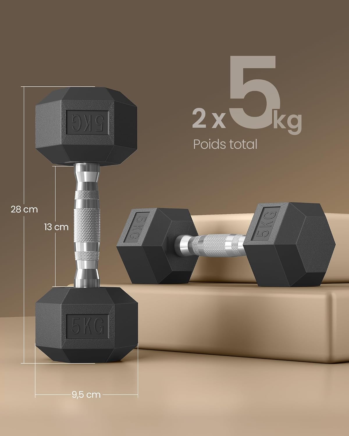 Thumbnail 4 de SONGMICS Ensemble de 2 haltères hexagonaux pour musculation 🏋