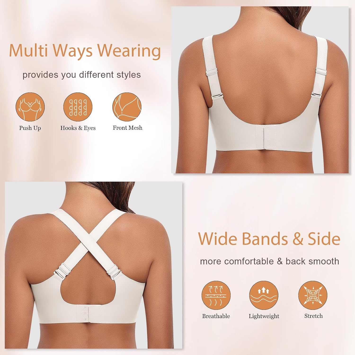 Detalle 2 de Ganado WNBR007 Wireless Bra, Full-Coverage Padded Cups, Seamless Design