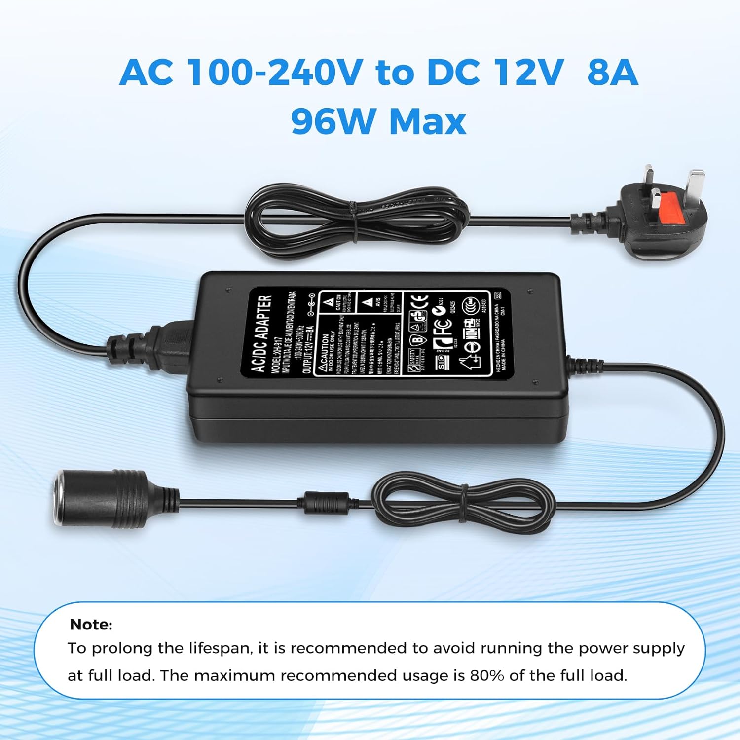 Thumbnail 1 de LightingWill Mains to 12V 8A Adapter for Car Accessories 🔌