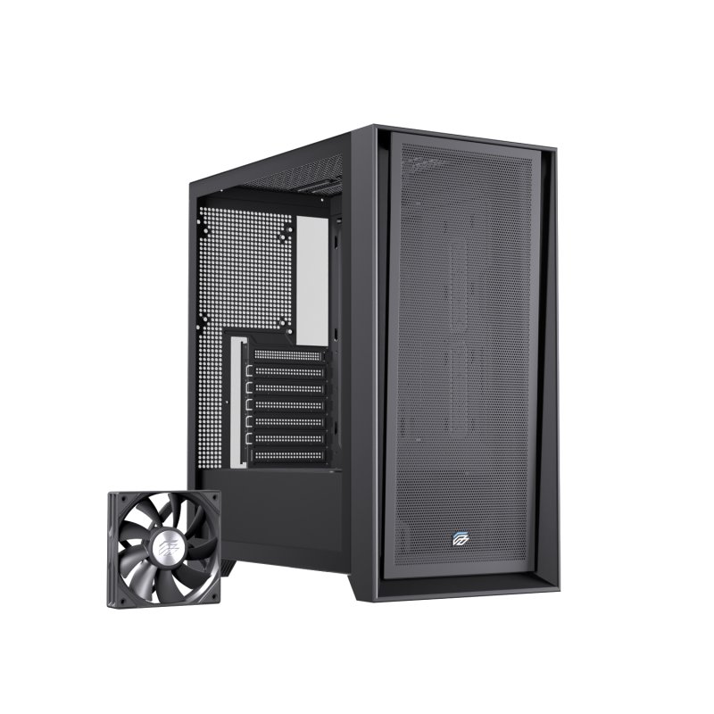 Detalle 2 de Einarex Pulse P600 Core Black: caja PC con panel frontal intercambiable y soporte para 6 ventiladores
