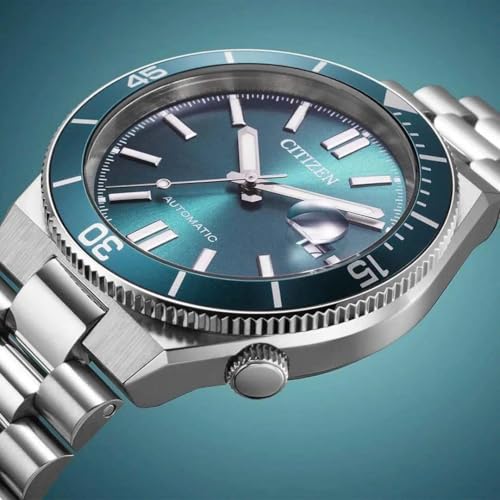 Detalle de Citizen NJ0231-56L Herren Automatikuhr – Blaues Zifferblatt, Saphirglas, Edelstahlband, 40 mm