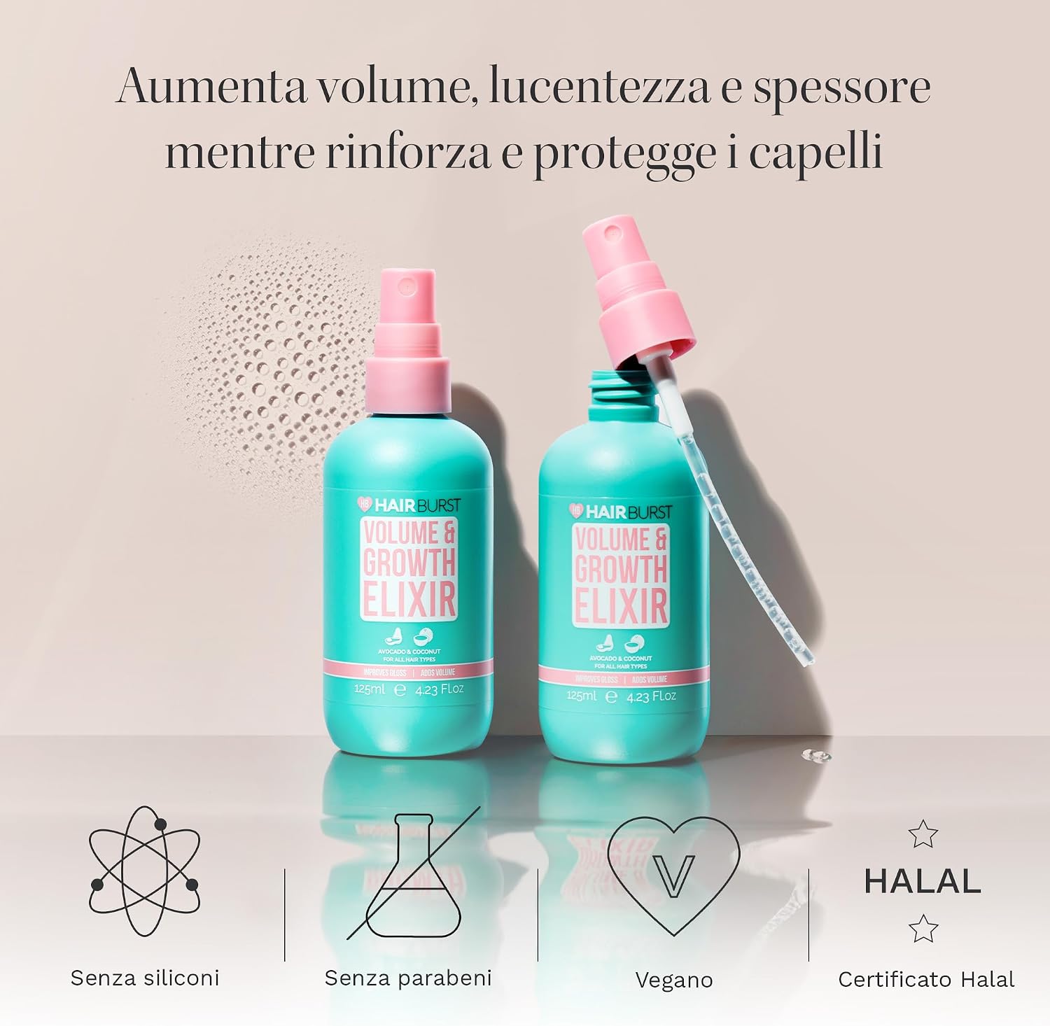 Detalle de HAIR BURST Spray Elisir per Volume e Crescita – Elixir efficace per capelli più pieni e forti