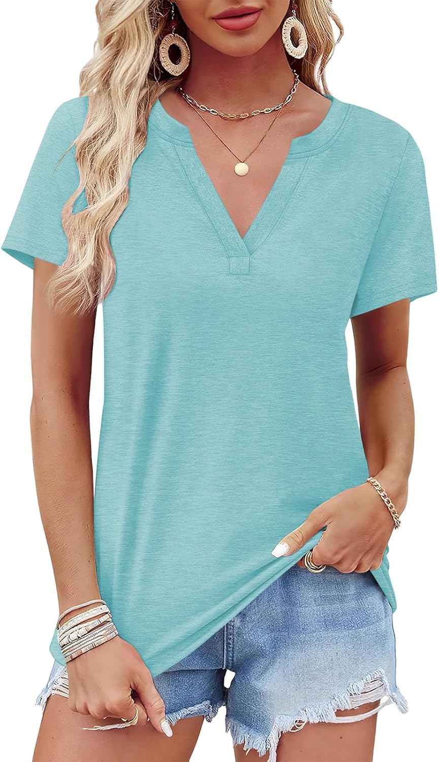 Thumbnail 3 de Cuptacc Damen T-Shirt Kurzarm V-Ausschnitt – Lockeres Basic-Top für Sommer und Alltag