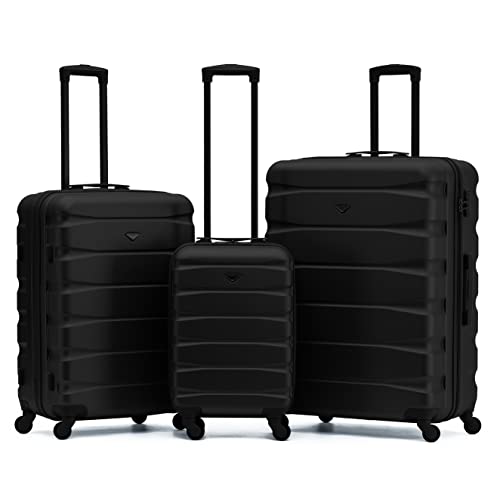 Detalle de Flight Knight Set of 3 Lightweight ABS Case Suitcases (Cabin, Medium & Large) with 5‑Year Warranty