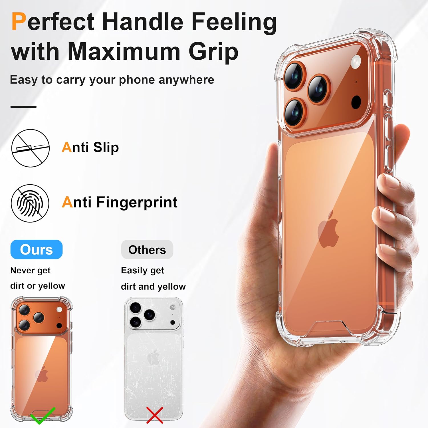 Detalle 2 de ORETECH 4 in 1 Cover per iPhone 17 Pro 6,3'': protezione completa con vetro temperato e cover fotocamera