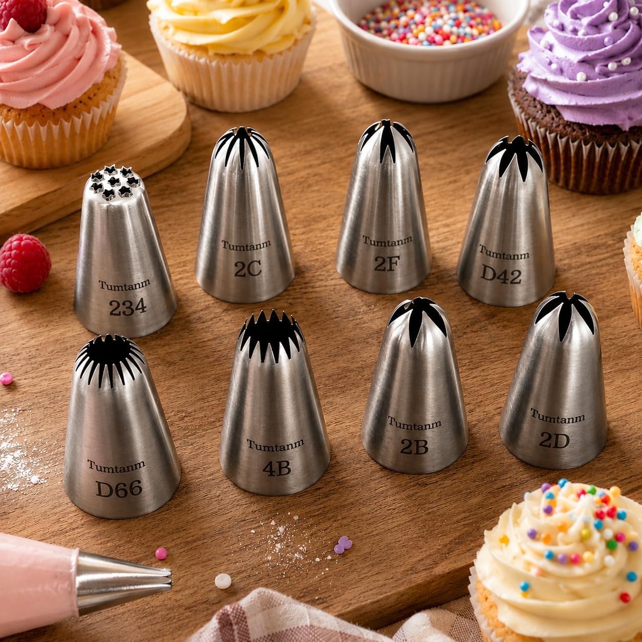 Thumbnail 3 de 8 Pack Large Piping Tips – Seamless Stainless Steel Icing Piping Nozzle Tip Set for Cake Decorating