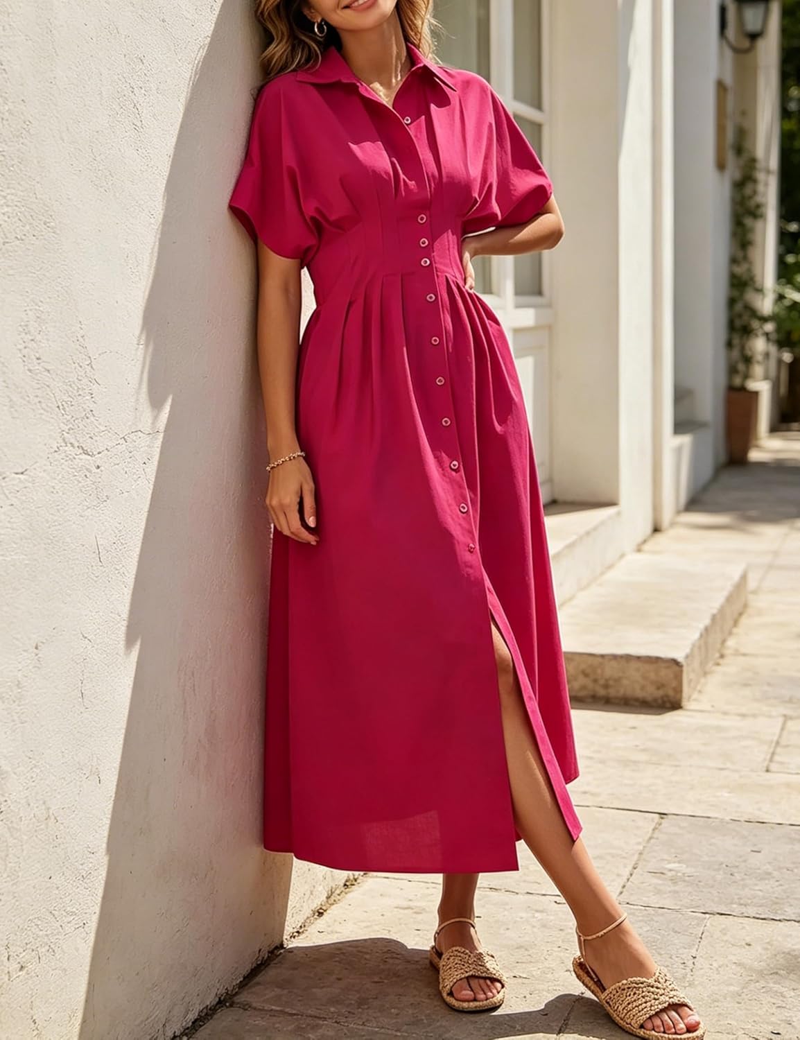 Thumbnail 4 de Yeokou Shirt Dress for Women: Casual Maxi with Pockets