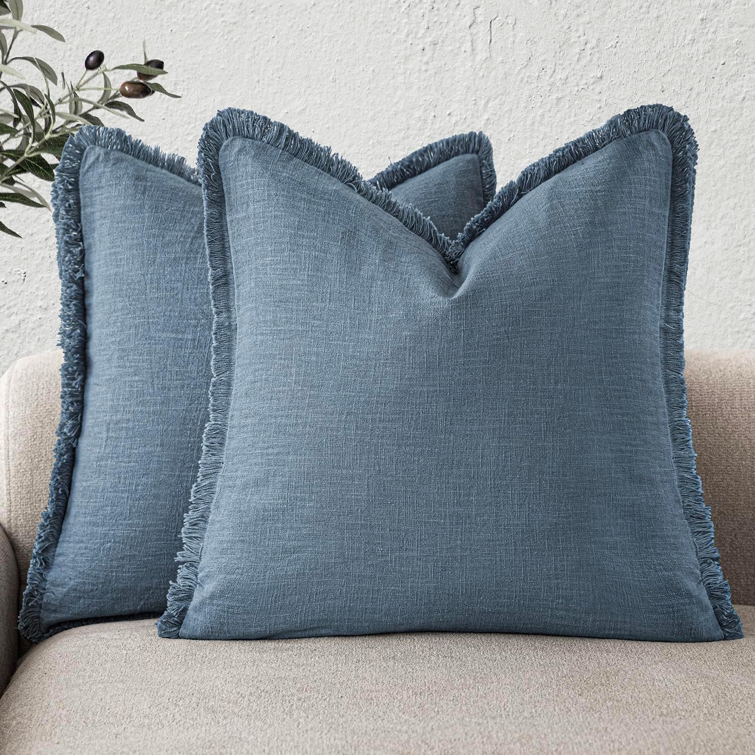 Thumbnail 3 de Foindtower 24x24 Inch Linen Fringe Pillow Covers 🛋