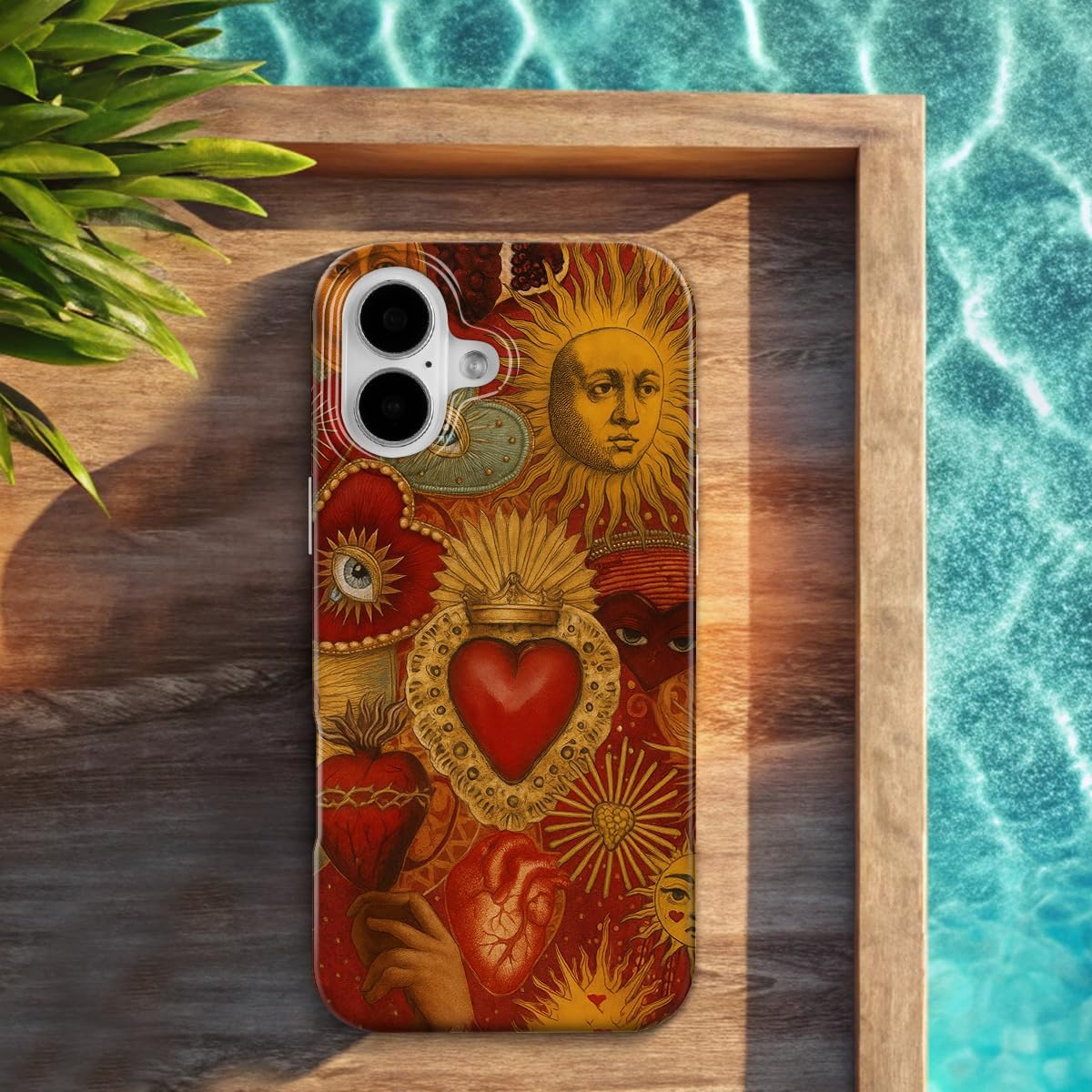 Detalle de GEQCDBN iPhone 17 Case, Red Sacred Heart Slim TPU Cover with Raised Edges