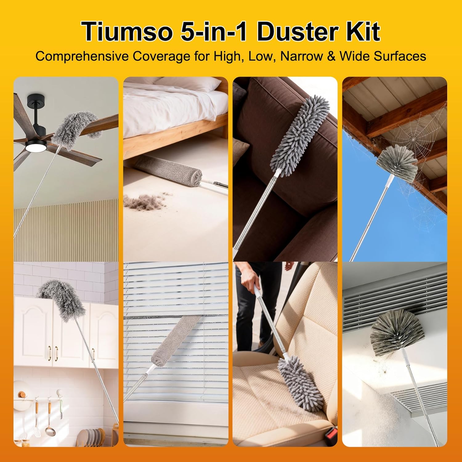 Thumbnail 5 de Tiumso 5-in-1 Microfiber Duster Kit with 100-Inch Telescoping Pole