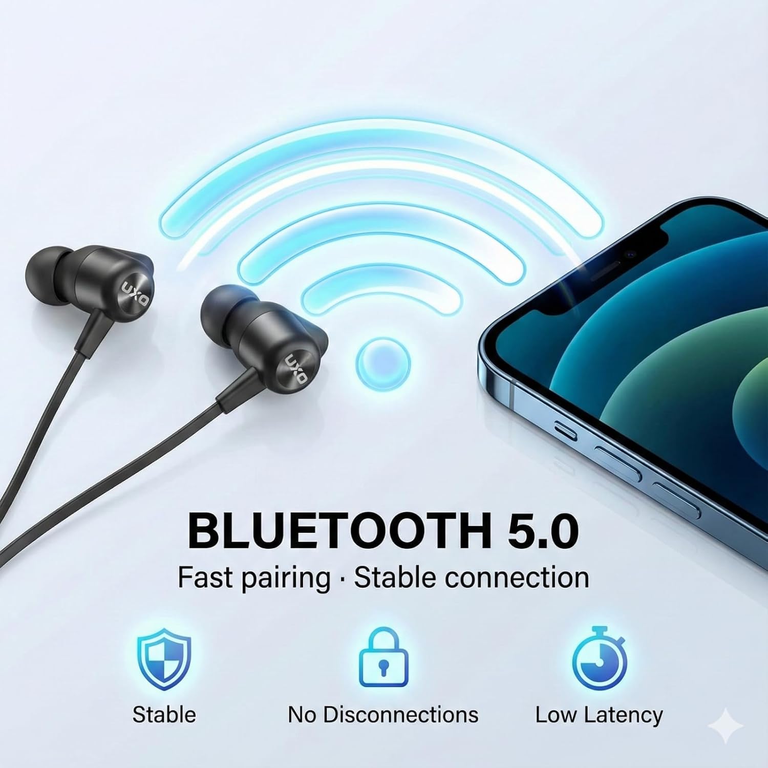 Detalle de UXD Auricolari Bluetooth Sportivi: cuffie wireless leggere con 20 ore di autonomia e impermeabilità IPX7