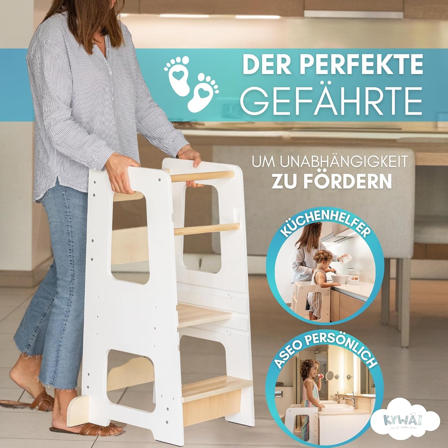 Thumbnail 2 de KYWAI Montessori Lernturm Premium, höhenverstellbar 👶