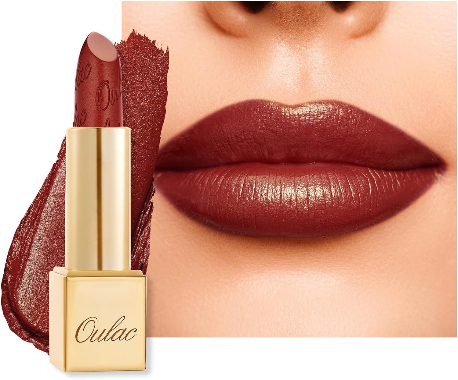 Detalle de OULAC Rossetto Opaco Finitura Metallica Matte Rossetti Rosso Prugna Glitterato GM13 Daring da 4,3 g