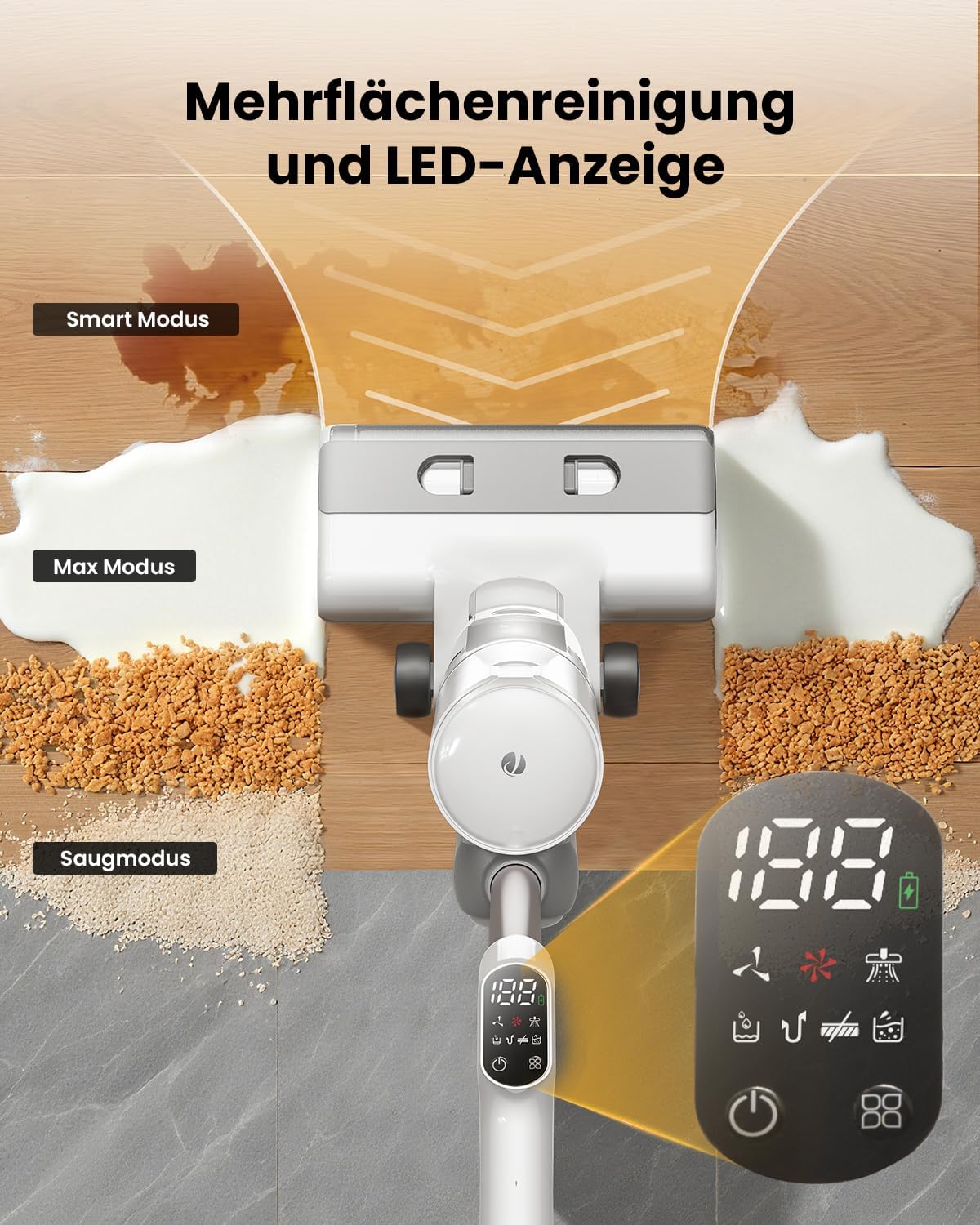 Detalle de Proscenic F10 Ultra Nass- und Trockensauger – 3 in 1 mit Wischfunktion, 60 Min Laufzeit