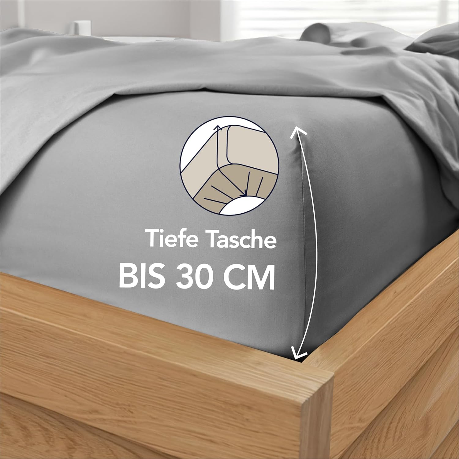 Thumbnail 1 de Dreamzie Spannbettlaken 80x200 cm (hoher Steg bis 33 cm) aus 100% Mikrofaser in Anthrazit