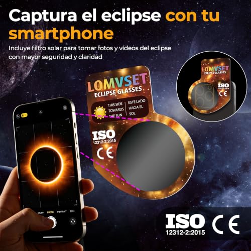 Detalle de Lomvset Pack de 15/30 Gafas Eclipse Solar Homologadas ISO 12312-2 CE
