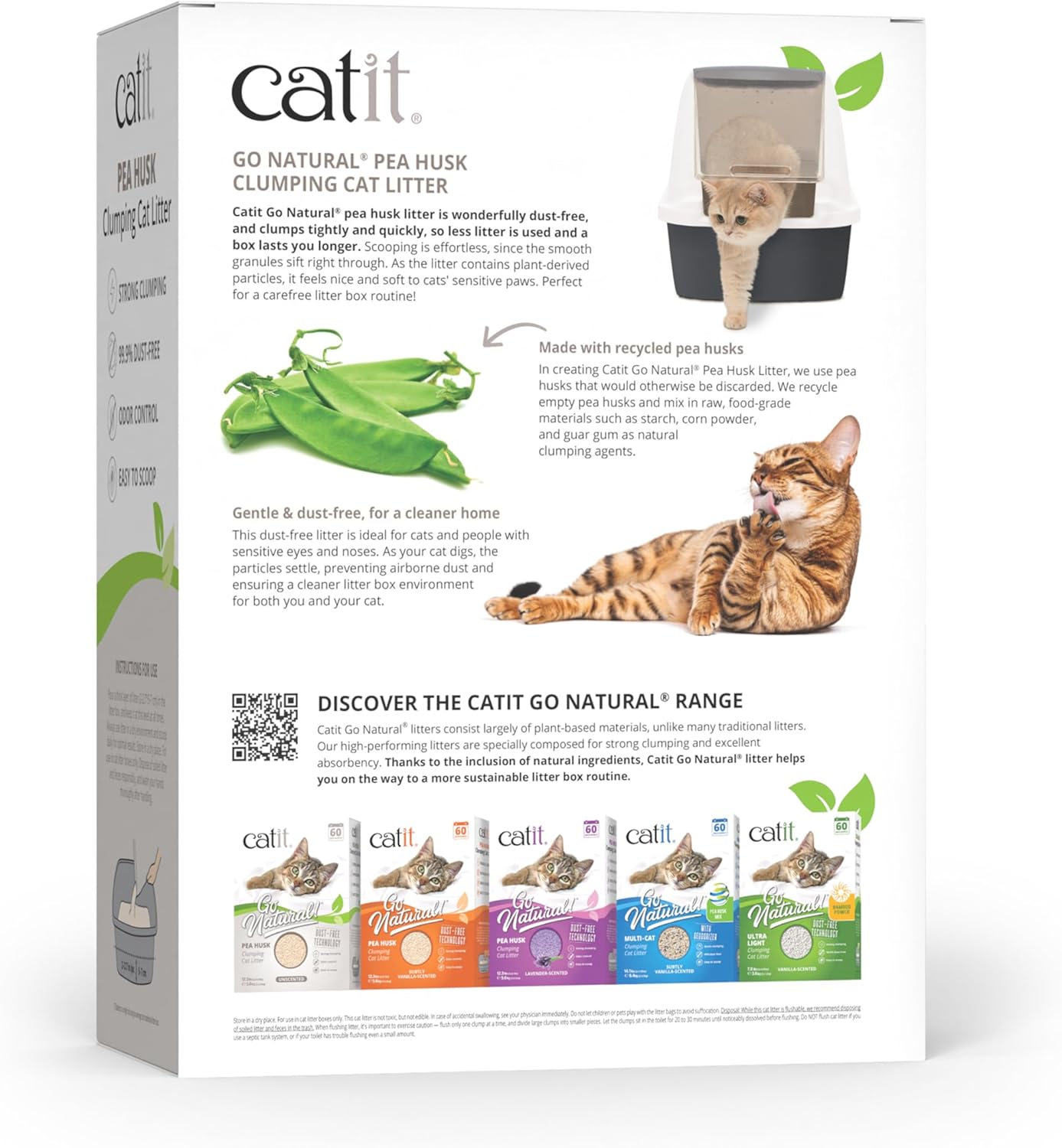 Detalle 2 de Catit Go Natural! Katzenstreu parfumfrei, klumpend aus Erbsenschalen – 2 x 2,8 kg