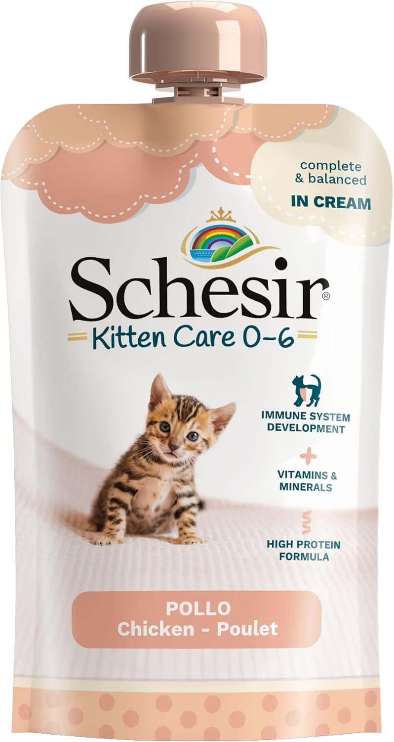 Detalle 2 de Schesir Kitten Cream Kurczak – mokra karma dla kociąt, bez zbóż, z witaminami i minerałami