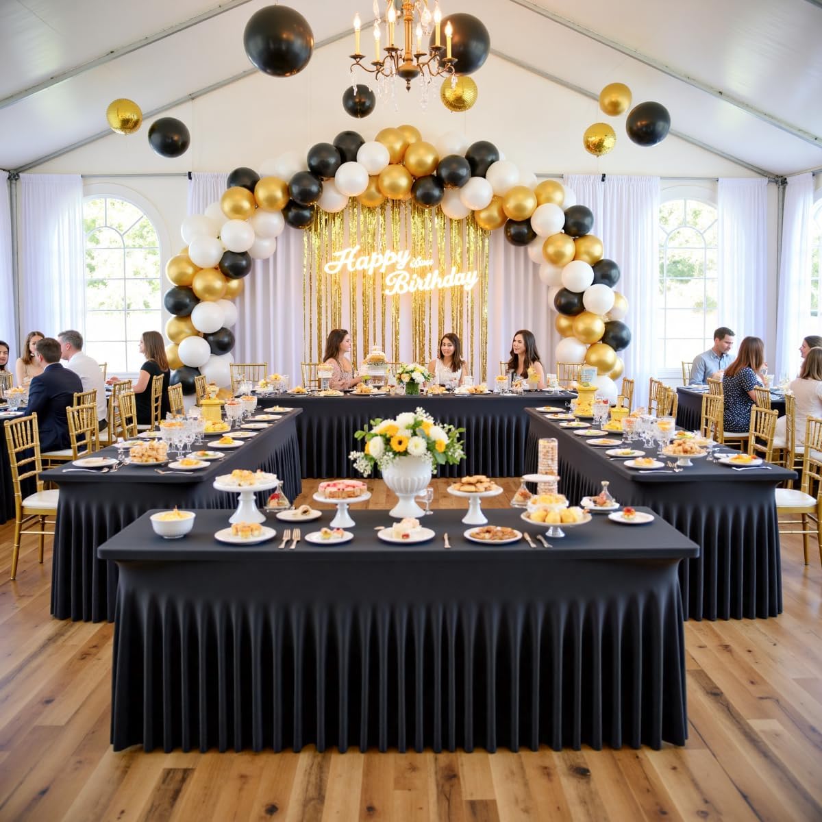 Detalle 1 de Leegleri Black spandex tablecloth 8ft
