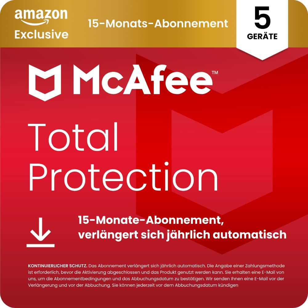 Detalle de McAfee Total Protection 2026 (5 Geräte) – 15 Monate Amazon Exklusiv