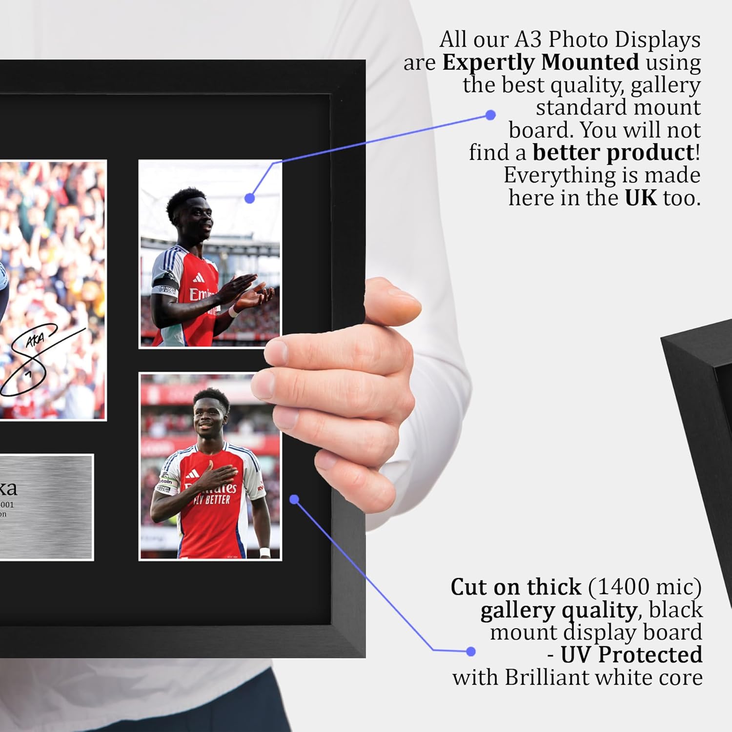 Thumbnail 3 de HWC Trading Bukayo Saka Arsenal A3 framed signed autograph photograph display