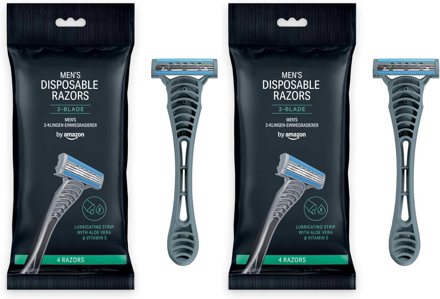 Detalle 1 de By Amazon 3-Blade Disposable Razors for Men – Black, 4-Pack