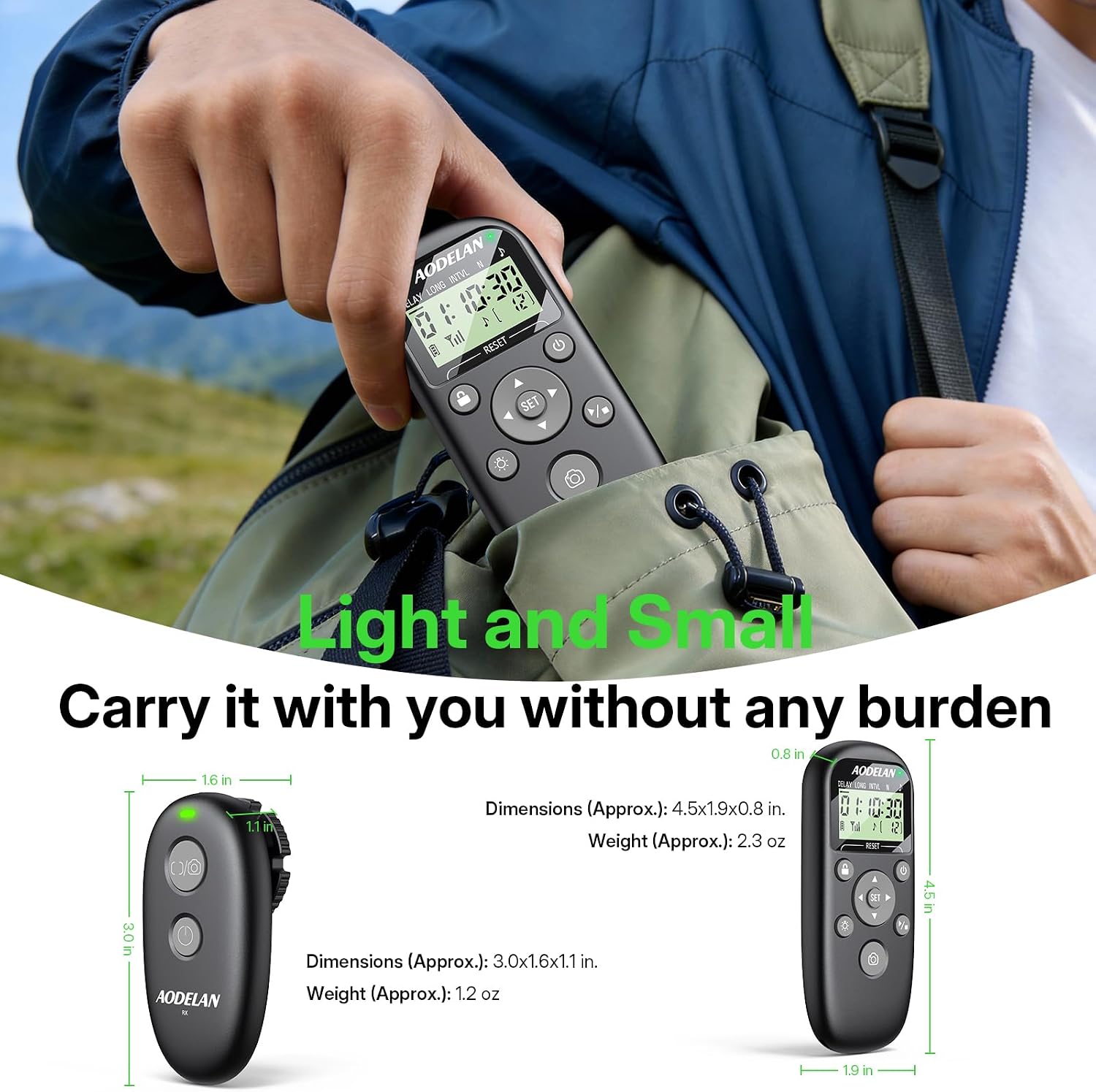 Thumbnail 6 de AODELAN Rechargeable Camera Timer Intervalometer Remote for Sony: Wireless Shutter Release for ZV‑E10 II, ZV‑E1, A7 IV series and more