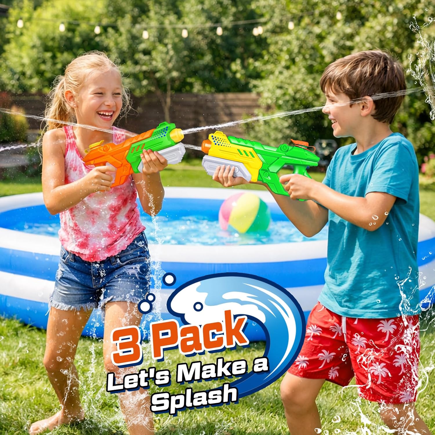 Detalle de Quanquer pistola ad acqua per bambini e adulti, 3 pack da 600 ml (portata fino a 8-10 m)