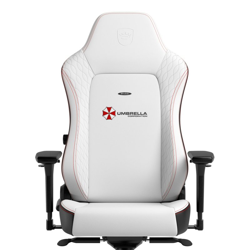 Detalle de Noblechairs HERO Resident Evil Umbrella Edition: Silla gaming de cuero sintético blanco y negro