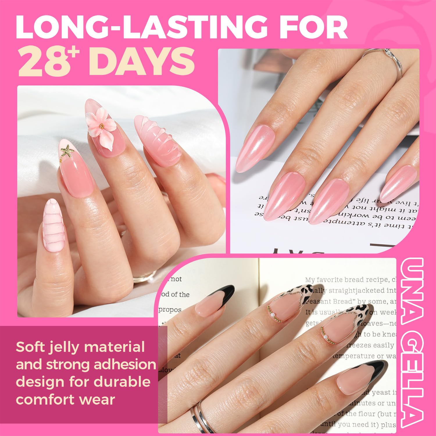 Thumbnail 2 de UNA GELLA Medium Almond Gel Nail Tips, 504-Piece Pre-Etched Clear Full-Cover Set
