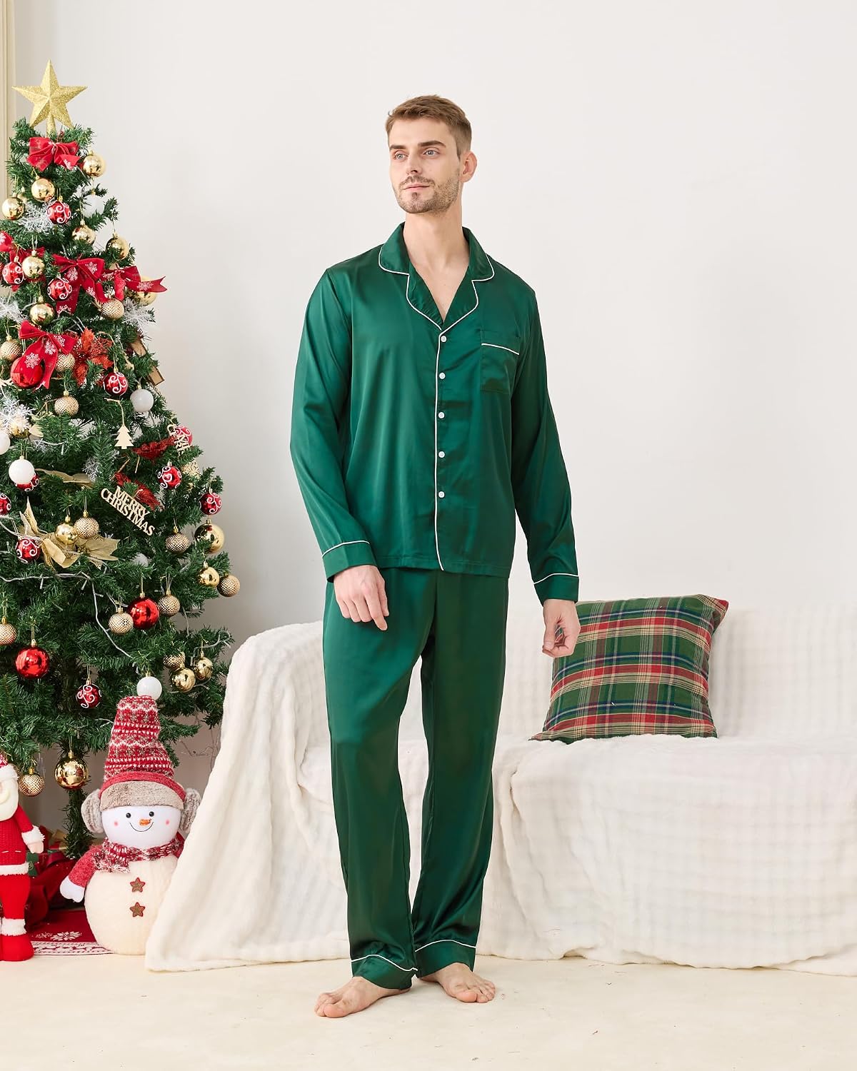 Detalle 2 de LYSTAO Matching Christmas Pajama Set, Satin