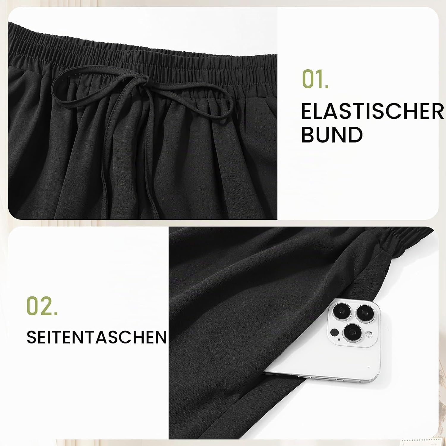 Detalle 1 de Weites Bein Shorts mit Kordelzug für Damen