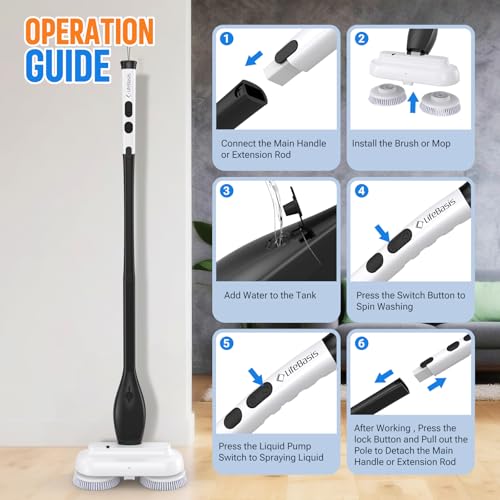 Thumbnail 8 de LifeBasis 2-in-1 Electric Spin Mop & Scrubber with 800ml Tank — Versatile Cleaning for All Floors