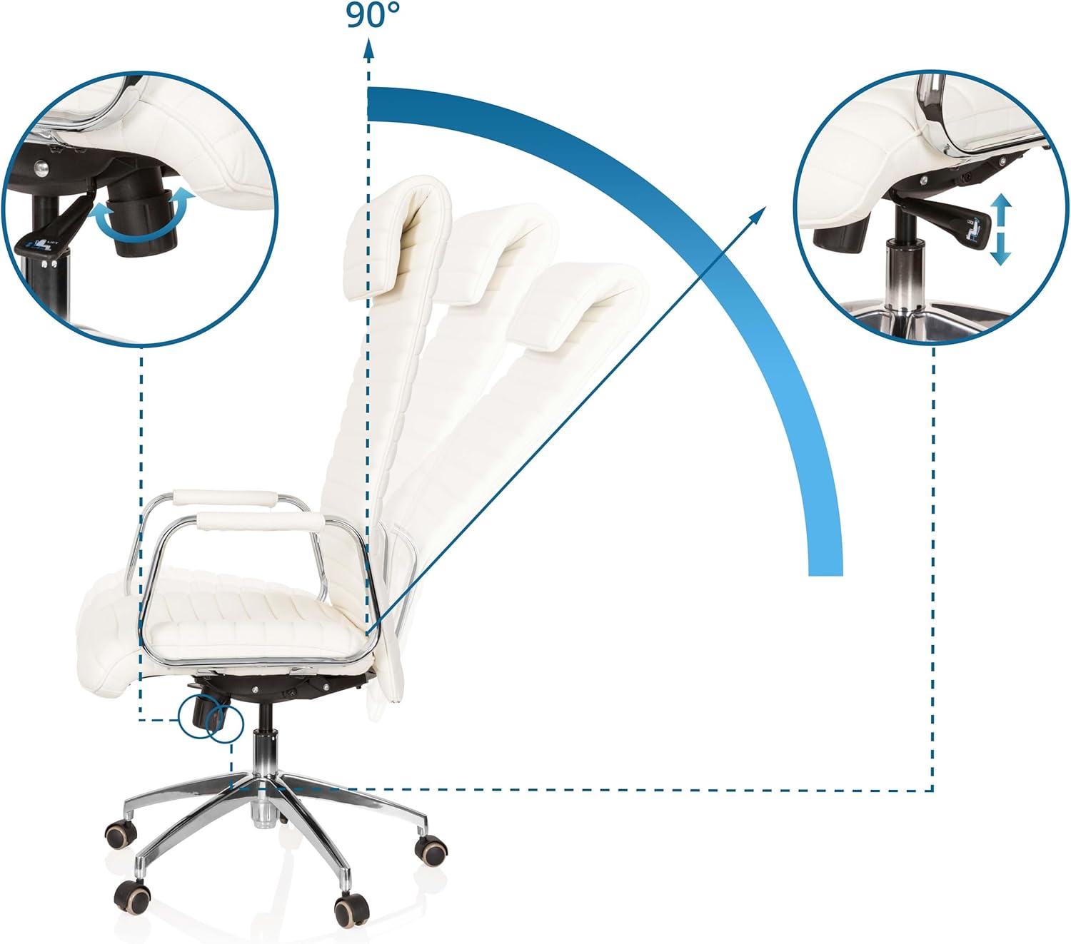 Detalle 2 de HJH Office 600902 Poltrona Girevole ASPERA 20 Pelle: élégante, ergonomica e regolabile per l’ufficio