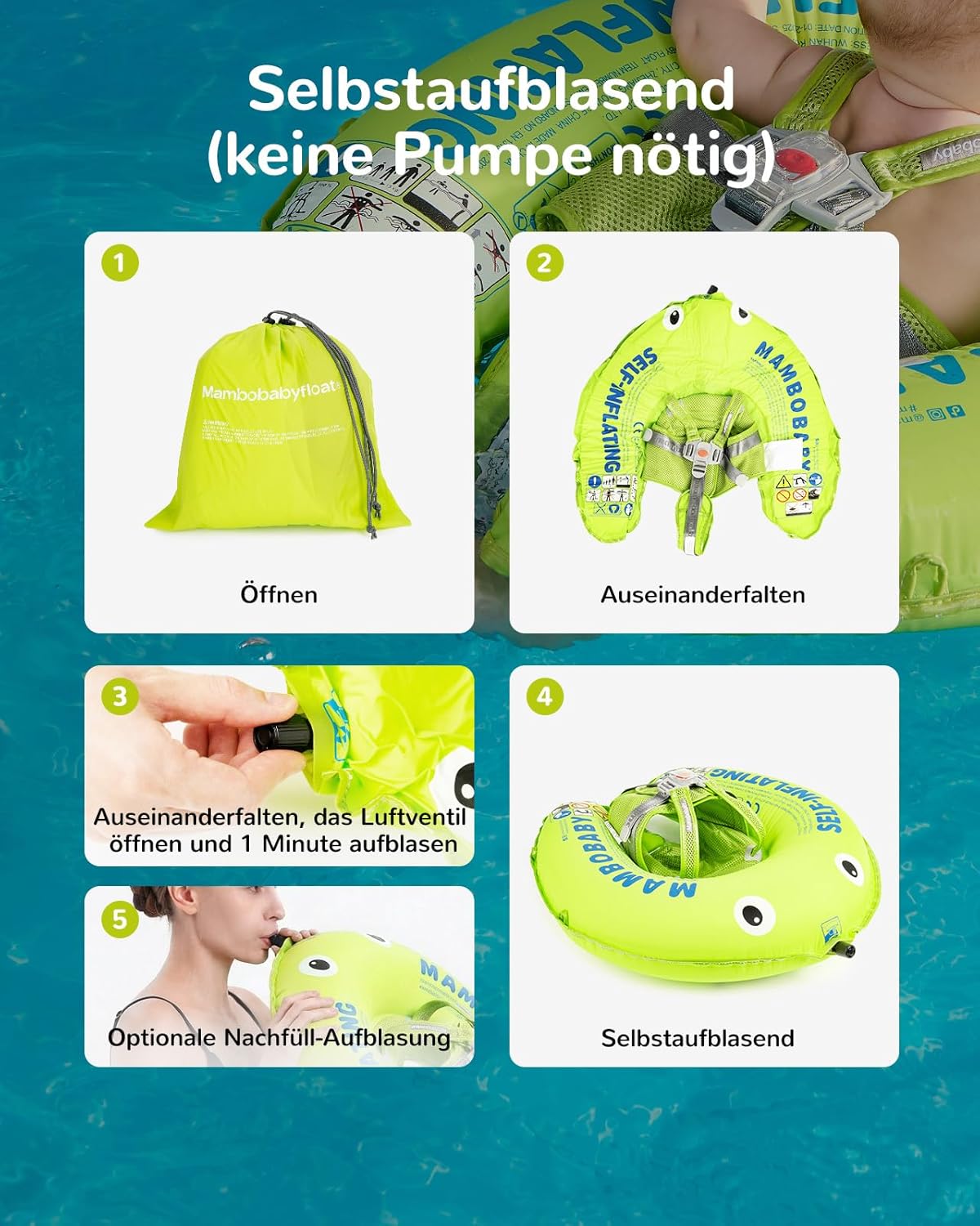Thumbnail 3 de HECCEI Schwimmring Baby – Selbstaufblasbar, kompakt und sicher für Babys von 3–24 Monaten