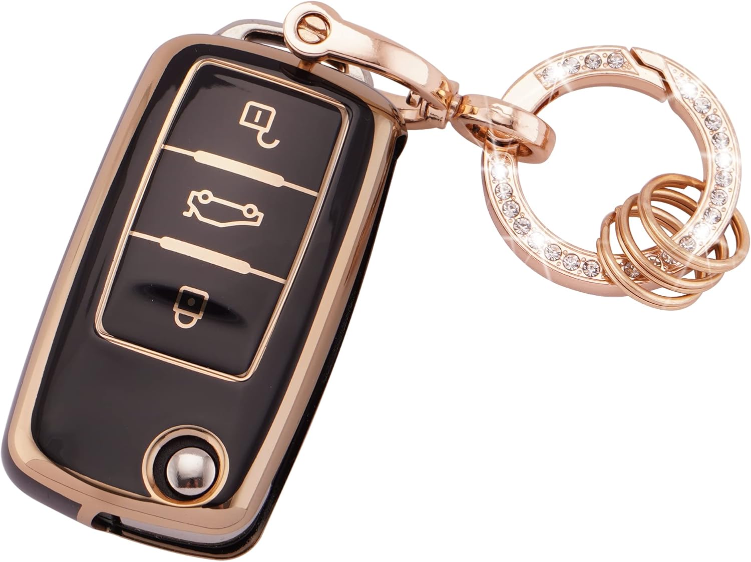 Koaudb 3-Buttons Key Fob Cover for VW: Passat, Golf, Polo, Beetle, Jetta, Touran, Eos, Scirocco